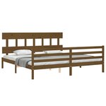 vidaXL Cadre de lit avec tête de lit marron miel 200x200cm bois massif