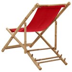 vidaXL Chaise de terrasse bambou et toile rouge