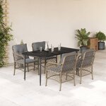 vidaXL Ensemble à manger de jardin coussins 5 Pièces mélange beige rotin