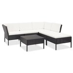 vidaXL Salon de jardin 6 Pièces avec coussins Résine tressée Noir