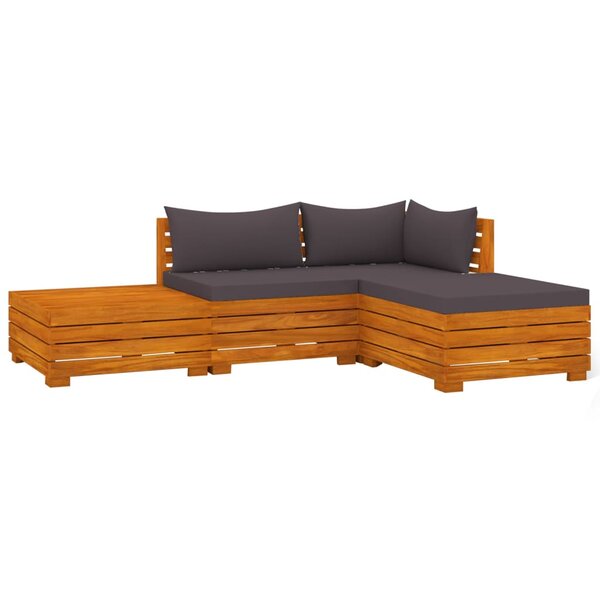 vidaXL Salon de jardin 4 Pièces avec coussins Bois d'acacia solide