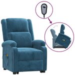 vidaXL Fauteuil de massage Bleu Velours