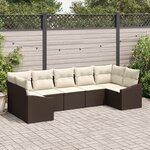 vidaXL Ensemble de salle à manger de jardin 7 pièces avec coussins en poly rattan marron