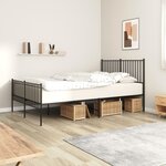 vidaXL Cadre de lit métal avec tête de lit/pied de lit noir 140x190 cm