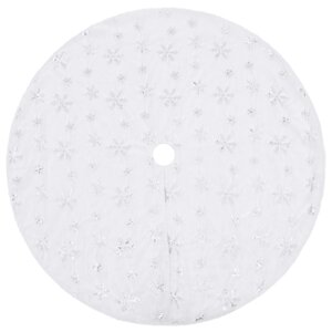 vidaXL Jupe de sapin de Noël de luxe Blanc 90 cm Fausse fourrure