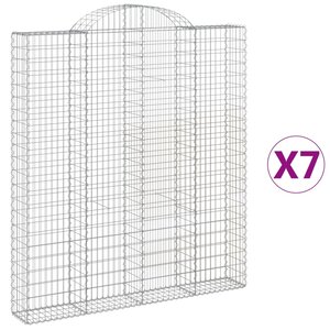 vidaXL Paniers à gabions arqués 7 Pièces 200x30x220/240 cm fer galvanisé