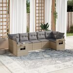 vidaXL Salon de jardin avec coussins 7 Pièces beige résine tressée