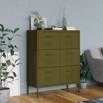 vidaXL Armoire à tiroirs Vert olive 80x35x101 5 cm Acier