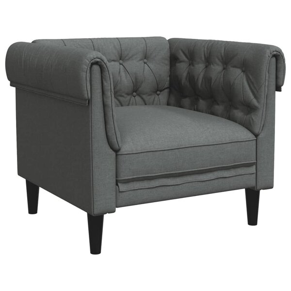 vidaXL Fauteuil Chesterfield gris foncé tissu