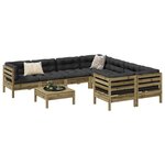 vidaXL Salon de jardin 9 Pièces avec coussins bois de pin imprégné