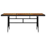 vidaXL Table de jardin Noir 160x70x72 cm Résine tressée et acacia