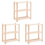 vidaXL Étagères de rangement à 3 niveaux 3 Pièces 80x38x90 cm Pin 150 kg