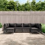 vidaXL Salon de jardin avec coussins 6 Pièces anthracite acier