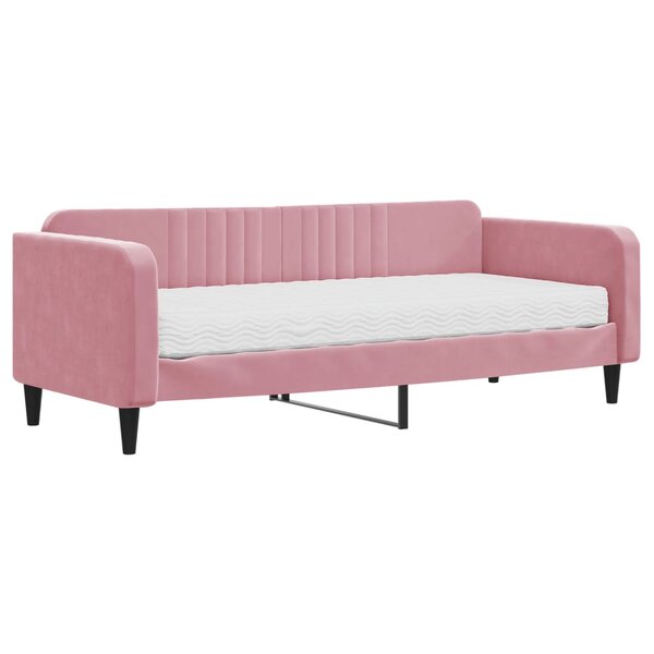 vidaXL Lit de jour avec matelas rose 90x200 cm velours