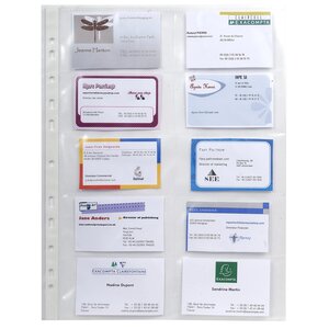 Sachet De 10 Pochettes Perforées Pour Cartes De Visite 10 Emplacements - Polypropylène Lisse 11/100e - A4 - Cristal - X 10 - Exacompta