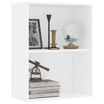 Vidaxl bibliothèque à 2 niveaux blanc 60x30x76 5 cm aggloméré