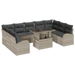 vidaXL Ensemble de 10 pièces de canapés de jardin avec coussins gris clair en poly rotin