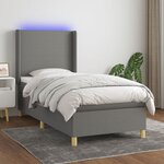 vidaXL Sommier à lattes de lit matelas LED Gris foncé 90x200cm Tissu