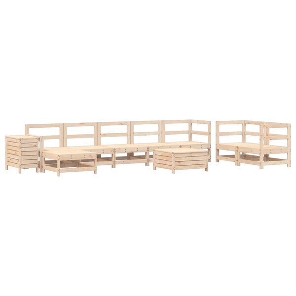 vidaXL Salon de jardin 10 Pièces bois de pin massif