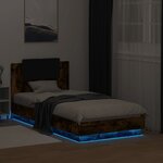 vidaXL Cadre de lit tête de lit et lumières LED chêne fumé 90x190 cm