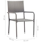 vidaXL Ensemble à manger de jardin 3 Pièces Résine tressée Gris
