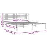 vidaXL Cadre de lit métal avec tête de lit blanc 183x213 cm