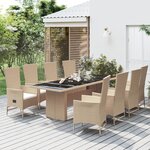 vidaXL Ensemble à manger de jardin et coussins 9 Pièces beige Poly rotin