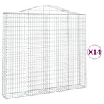 vidaXL Paniers à gabions arqués 14 Pièces 200x30x180/200 cm Fer galvanisé