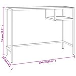 vidaXL Bureau d'ordinateur Marbre noir 100x36x74 cm Verre trempé