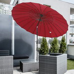 Parasol inclinable rond avec manivelle aluminium fibre de verre polyester diamètre 2 60 m coloris rouge