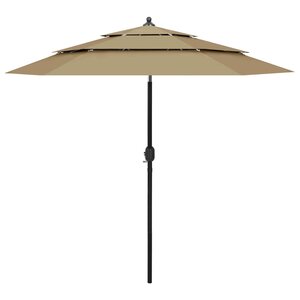 vidaXL Parasol de jardin à 3 niveaux avec mât en aluminium taupe 2 5 m