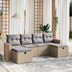vidaXL Salon de jardin avec coussins 6Pièces mélange beige résine tressée