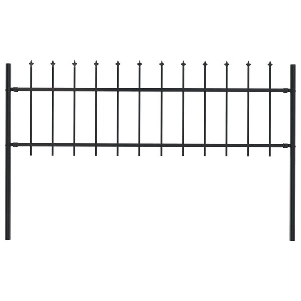 vidaXL Clôture de jardin avec dessus en lance Acier 1 7 x 0 6 m Noir