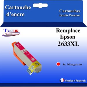 T3AZUR - Cartouche Compatible avec Epson XP-700 XP-710 XP-720 remplace Epson T2633 Magenta