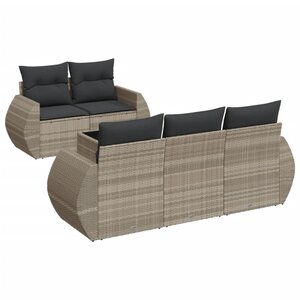 vidaXL Salon de jardin 6 Pièces avec coussins gris clair résine tressée