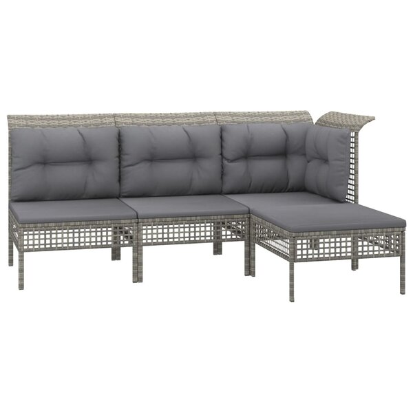 Salon de jardin meuble d'extérieur ensemble de mobilier 4 pièces avec coussins gris résine tressée 02_0016156