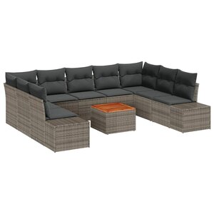 vidaXL Ensemble de canapé de jardin 10 Pièces Gris