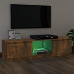 vidaXL Meuble TV avec lumières LED chêne fumé 120x30x35 5 cm