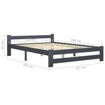vidaXL Cadre de lit Gris foncé Bois de pin massif 120x200 cm