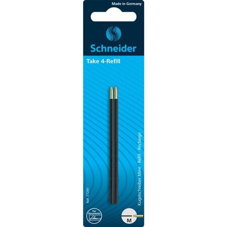 Blister de 2 recharges take 4 refill pointe moyenne noir schneider