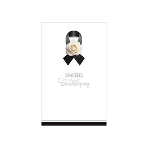Carte De Voeux - Condoléances - 5 Cartes Sincères Condoléances Rose Ruban Noir