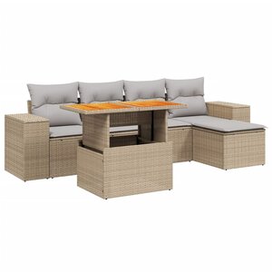 vidaXL Salon de jardin avec coussins 6 Pièces beige résine tressée