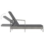 vidaXL Chaise longue avec accoudoirs Résine tressée Gris