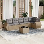 vidaXL Salon de jardin avec coussins 7 Pièces beige résine tressée