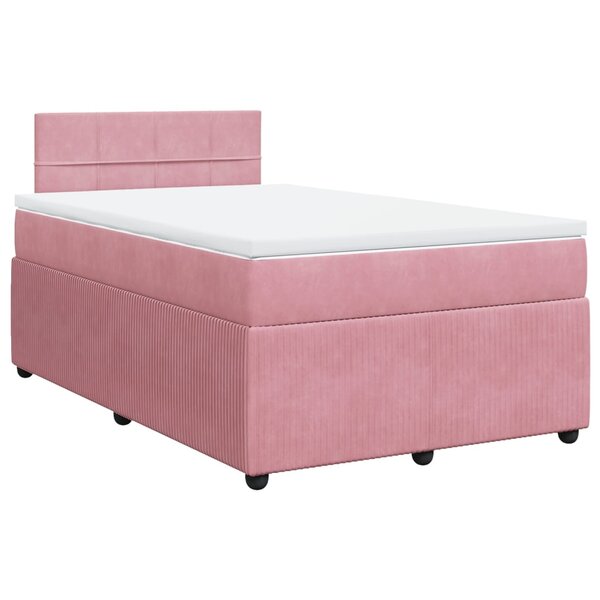 vidaXL Sommier à lattes de lit avec matelas Rose 120x200 cm Velours