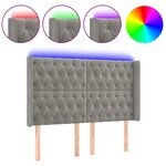 vidaXL Tête de lit à LED Gris clair 147x16x118/128 cm Velours