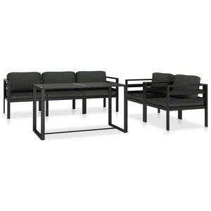 vidaXL Salon de jardin 6 Pièces avec coussins Aluminium Anthracite