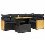 vidaXL Salon de jardin 6 Pièces avec coussins noir résine tressée