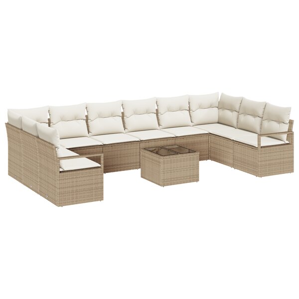 vidaXL Ensemble de Canapé de Jardin 11 Pièces avec Coussins Brun en Rattan Poly