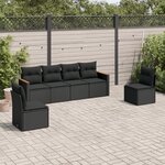 vidaXL Salon de jardin 6 Pièces avec coussins noir résine tressée